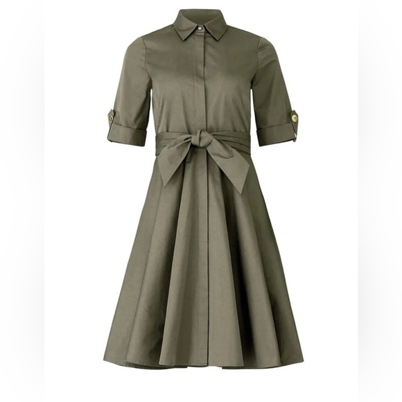 Badgley Mischka Army Green Shirtdress size 6 - Picture 1 of 12